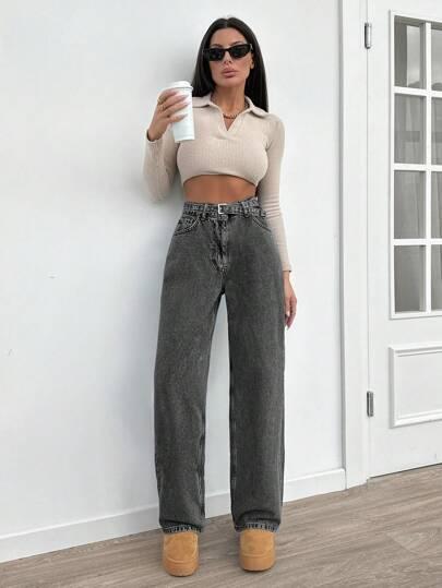 SZARE SPODNIE JEANS