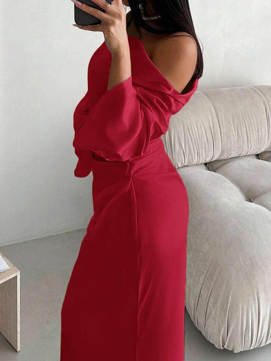 satynowa maxi sukienka