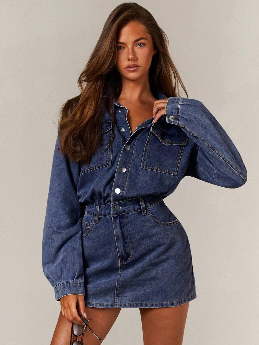 niebieska sukienka jeans