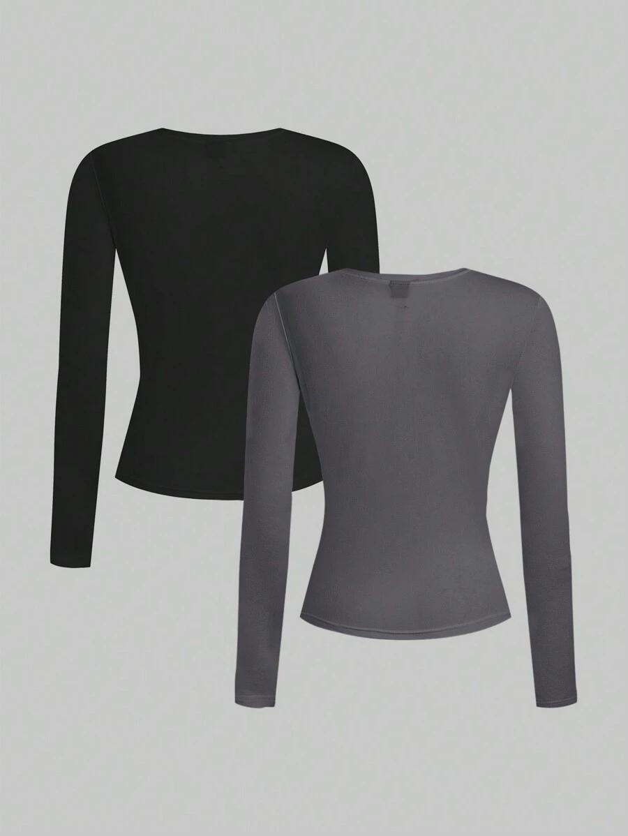 bluzka długi rękaw basic 2-pack