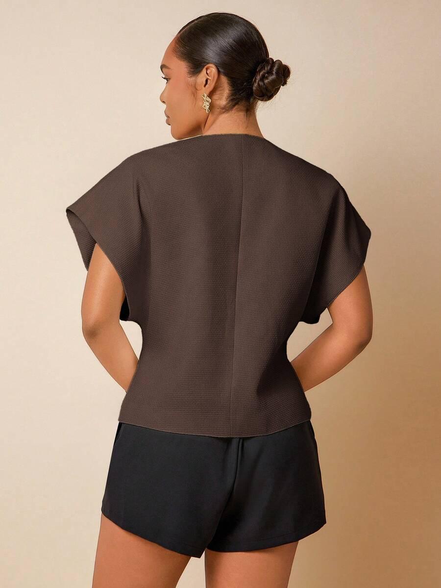 BRĄZOWA BLUZKA V-NECK