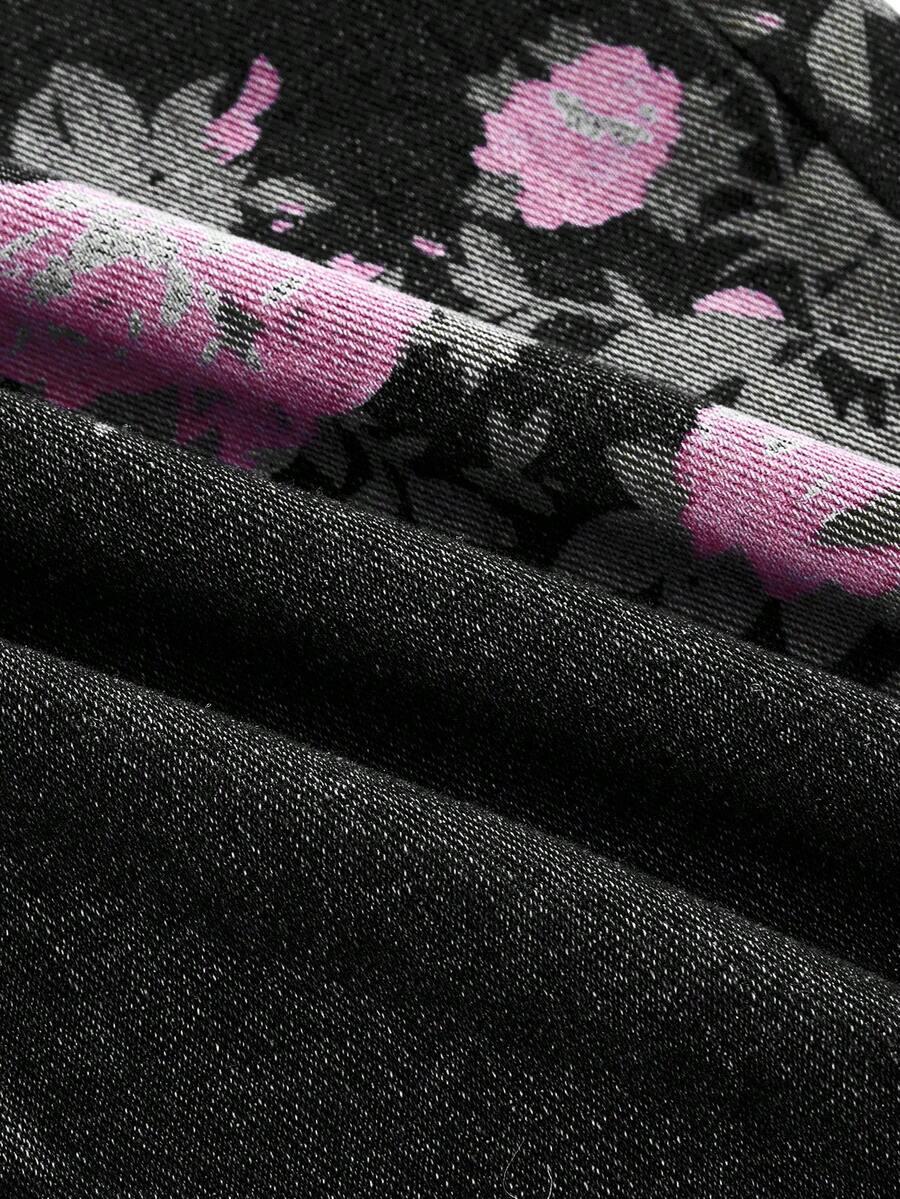 spodnie jeans kwiaty