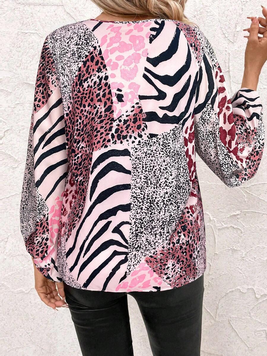 BLUZKA v-neck animal print