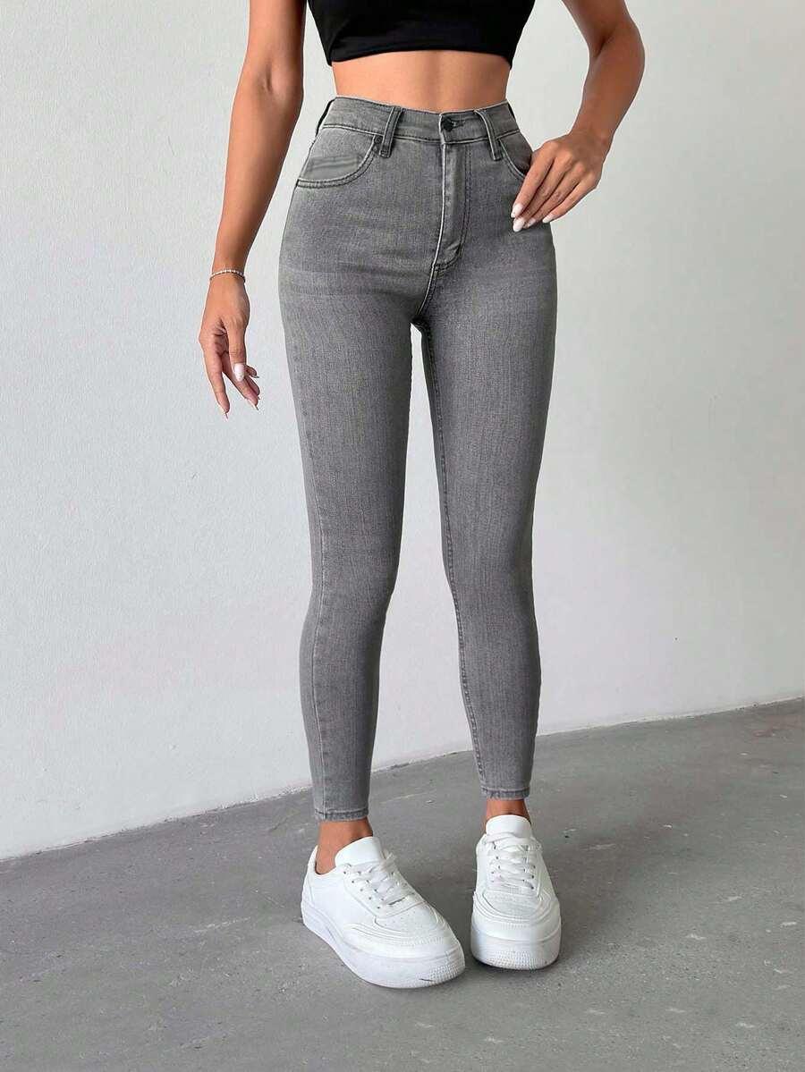 SZARE SPODNIE JEANS