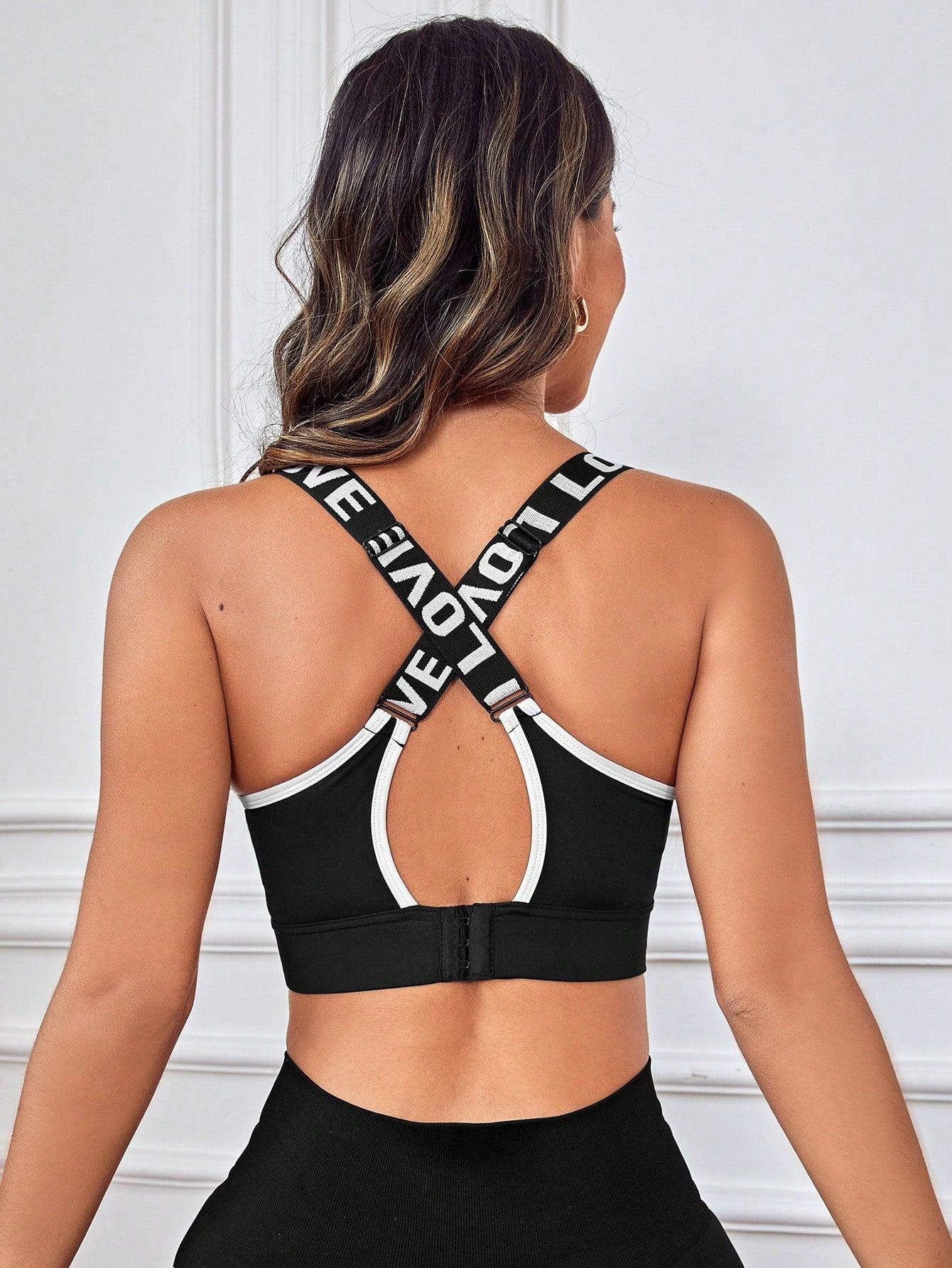 CZARNY BRALET TOP NAPIS LOVE