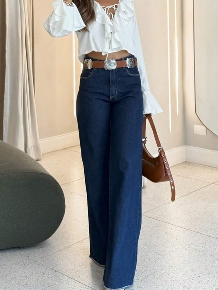GRANATOWE SPODNIE JEANS