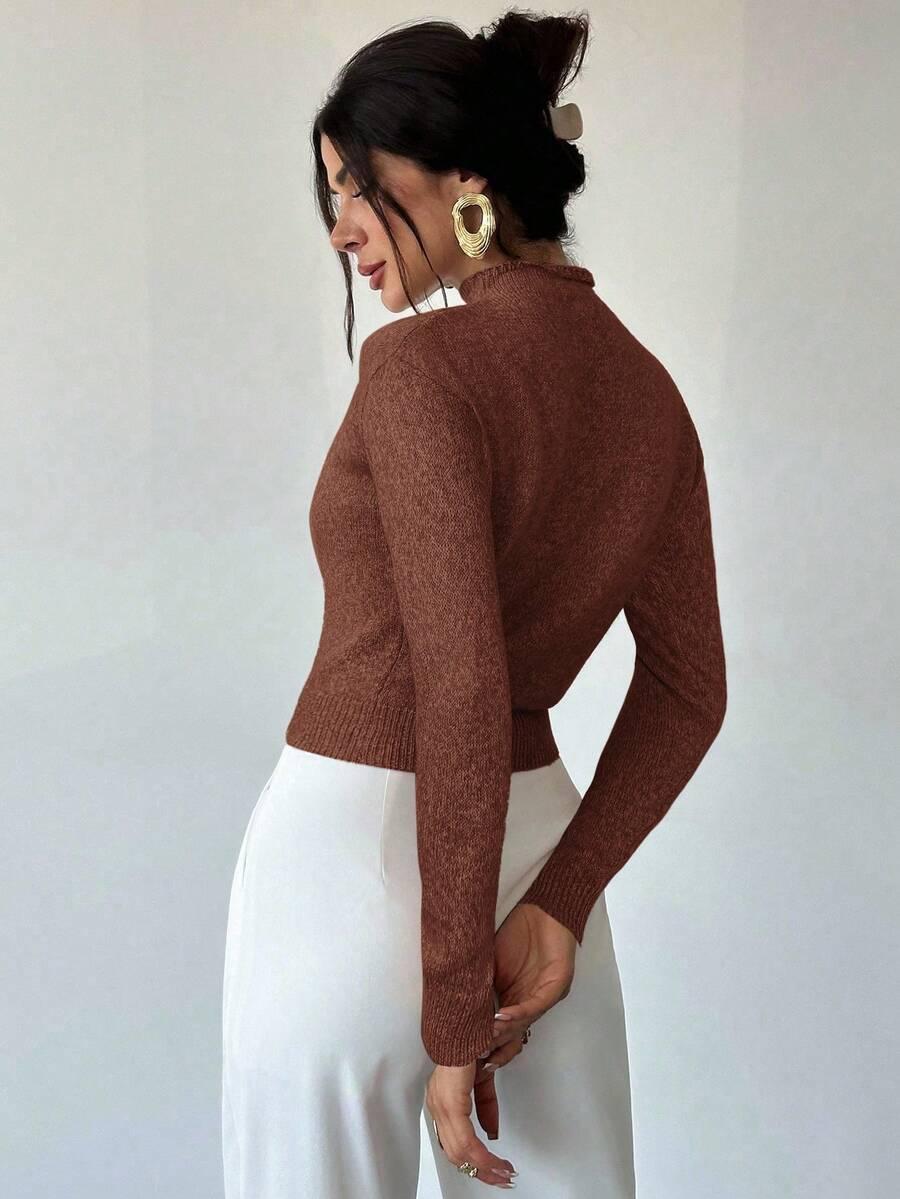 klasyczny brązowy sweter stójka