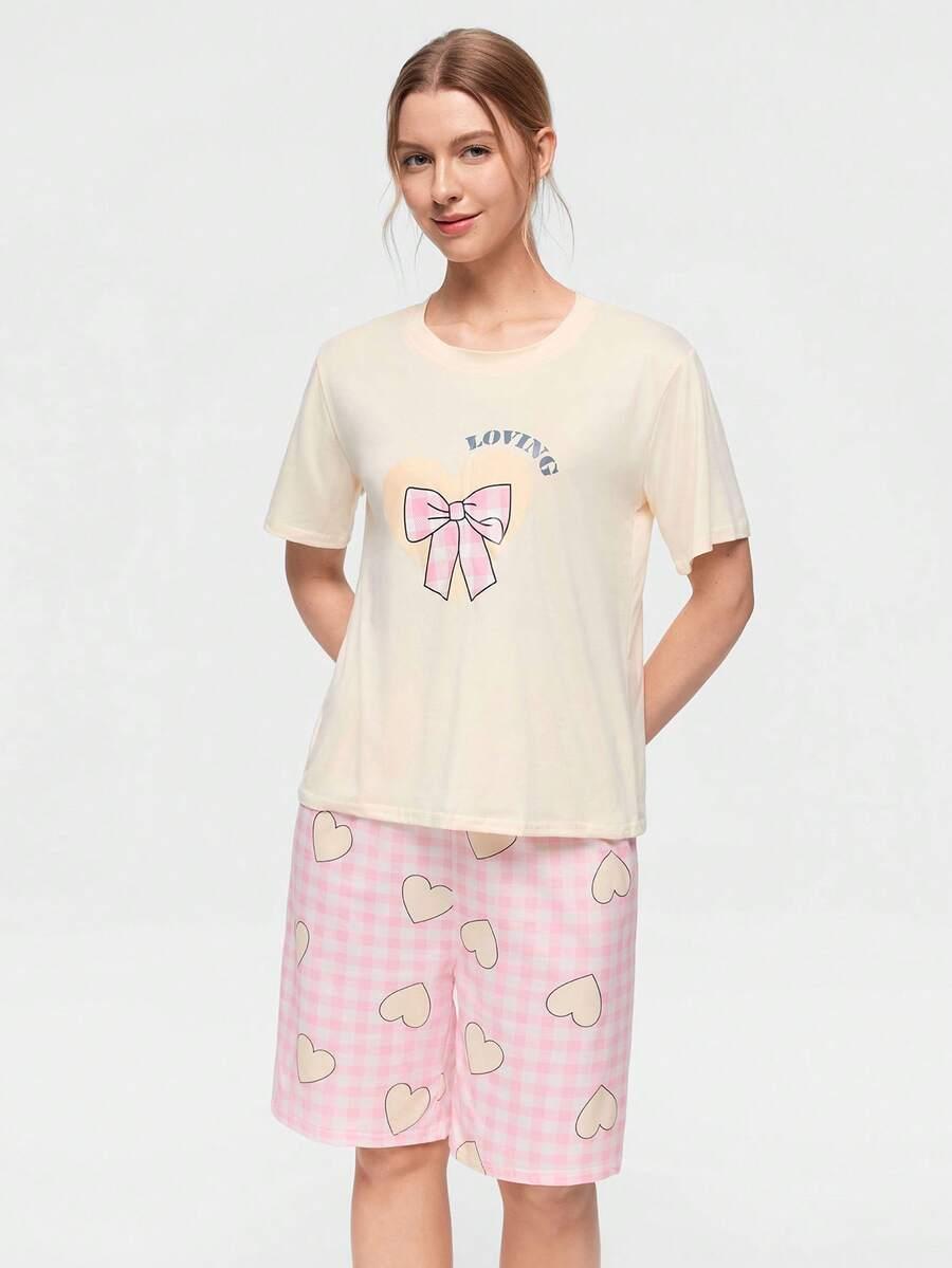 piżama komplet t-shirt spodenki nadruk