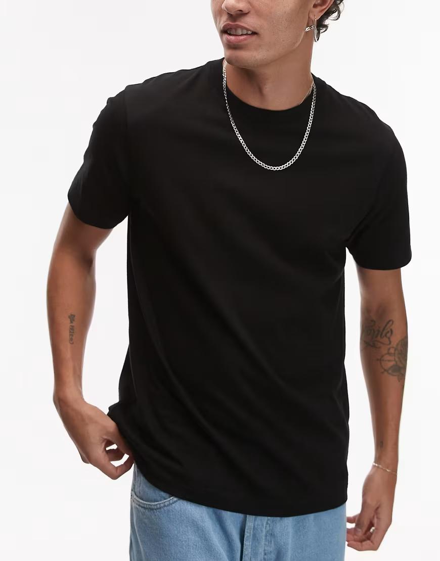 CZARNY T-SHIRT okrągły dekolt 2-PACK