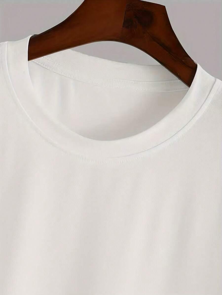 biały t-shirt okrągły dekolt nadruk hawaii