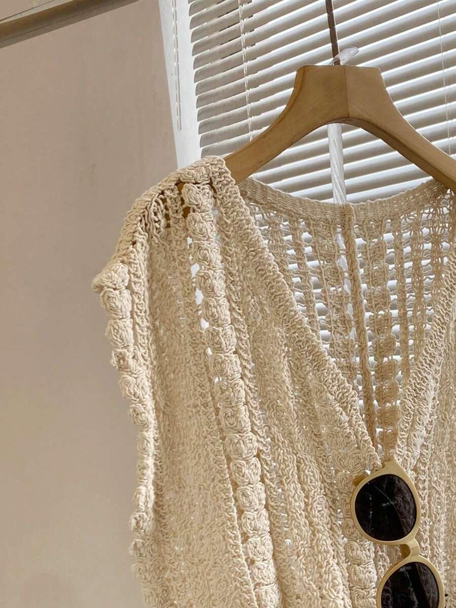 AŻUROWY TOP V-NECK