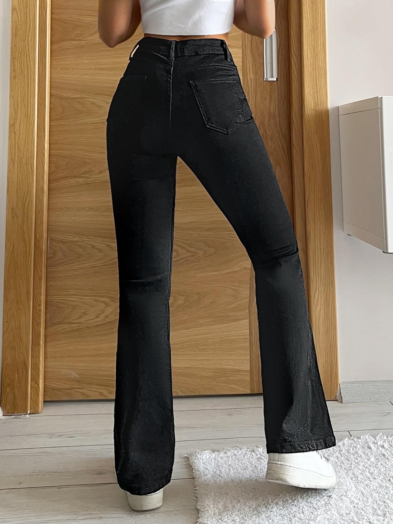 CZARNE SPODNIE JEANS DZWONY
