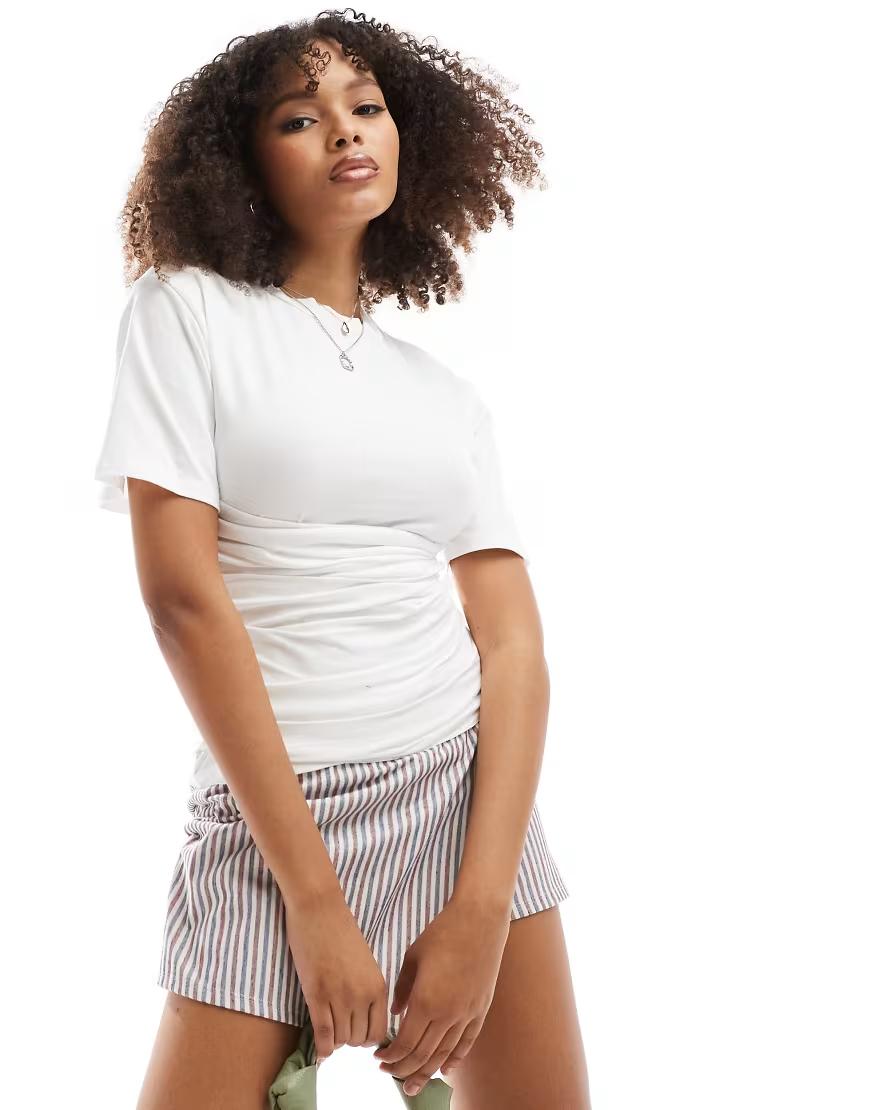 BIAŁY T-SHIRT OKRĄGŁY DEKOLT 