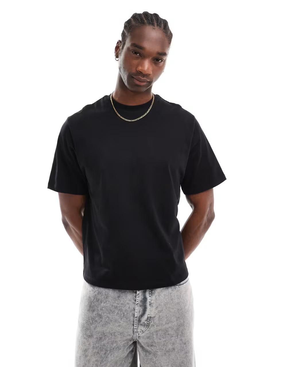 CZARNY gładki T-SHIRT