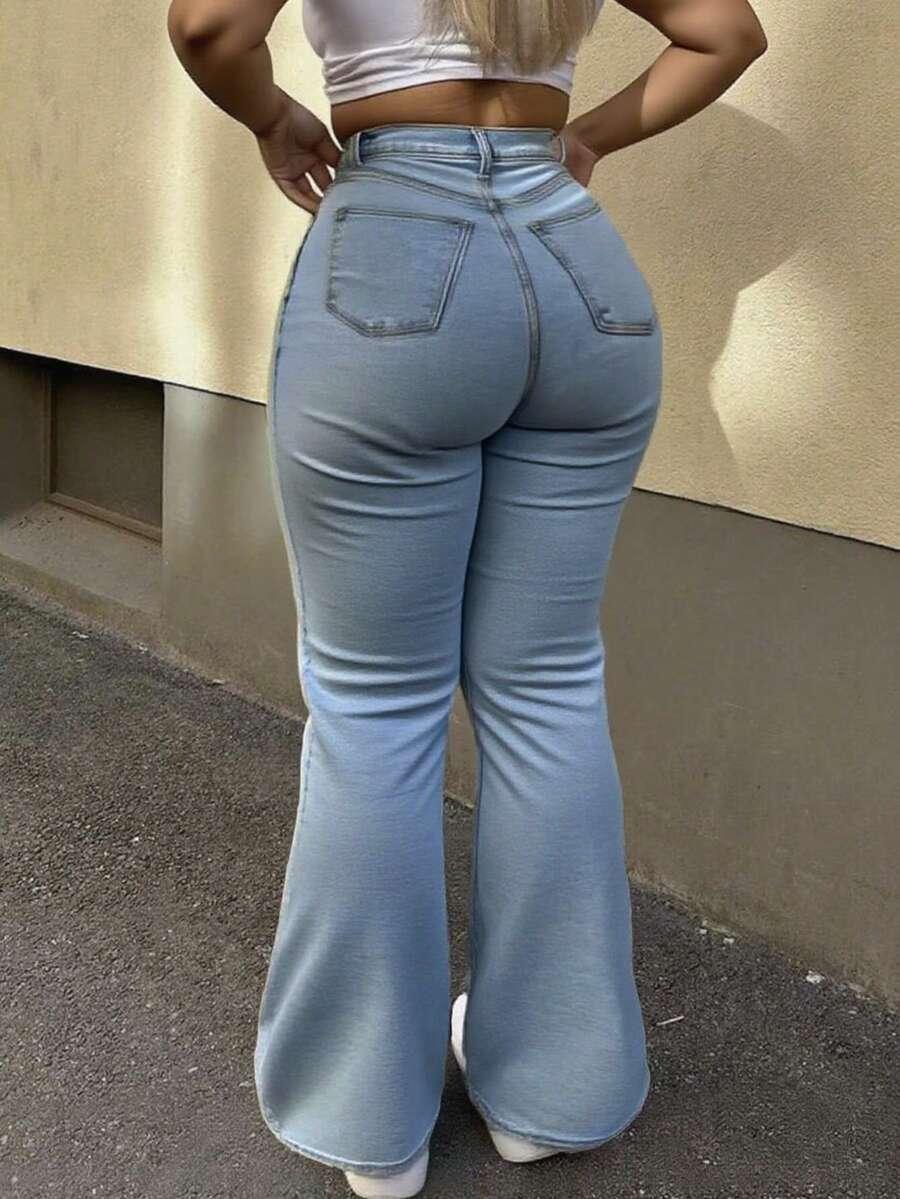 SPODNIE JEANS DZWONY WYSOKI STAN 