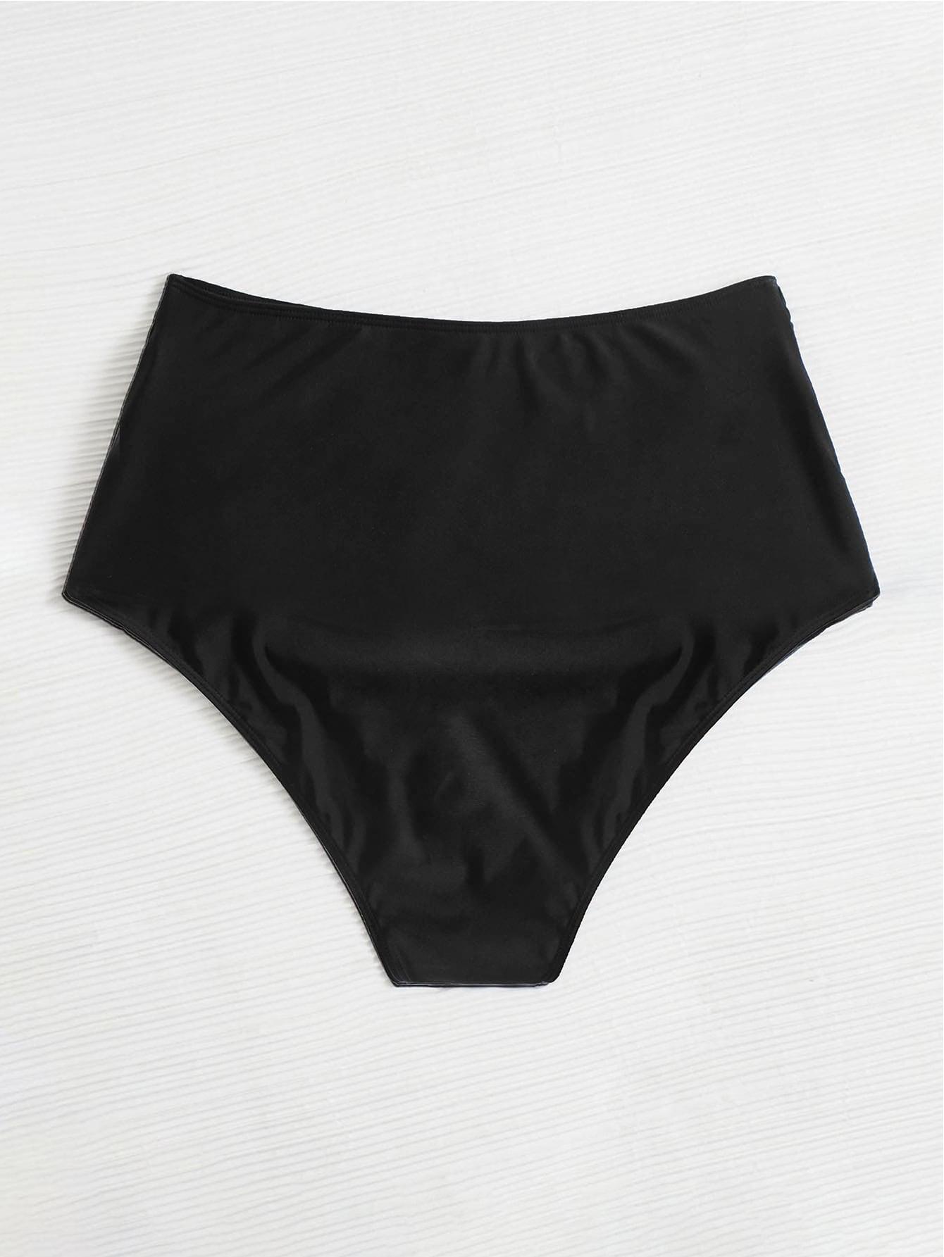 CZARNY DÓŁ OD BIKINI MARSZCZENIA WYSOKI STAN
