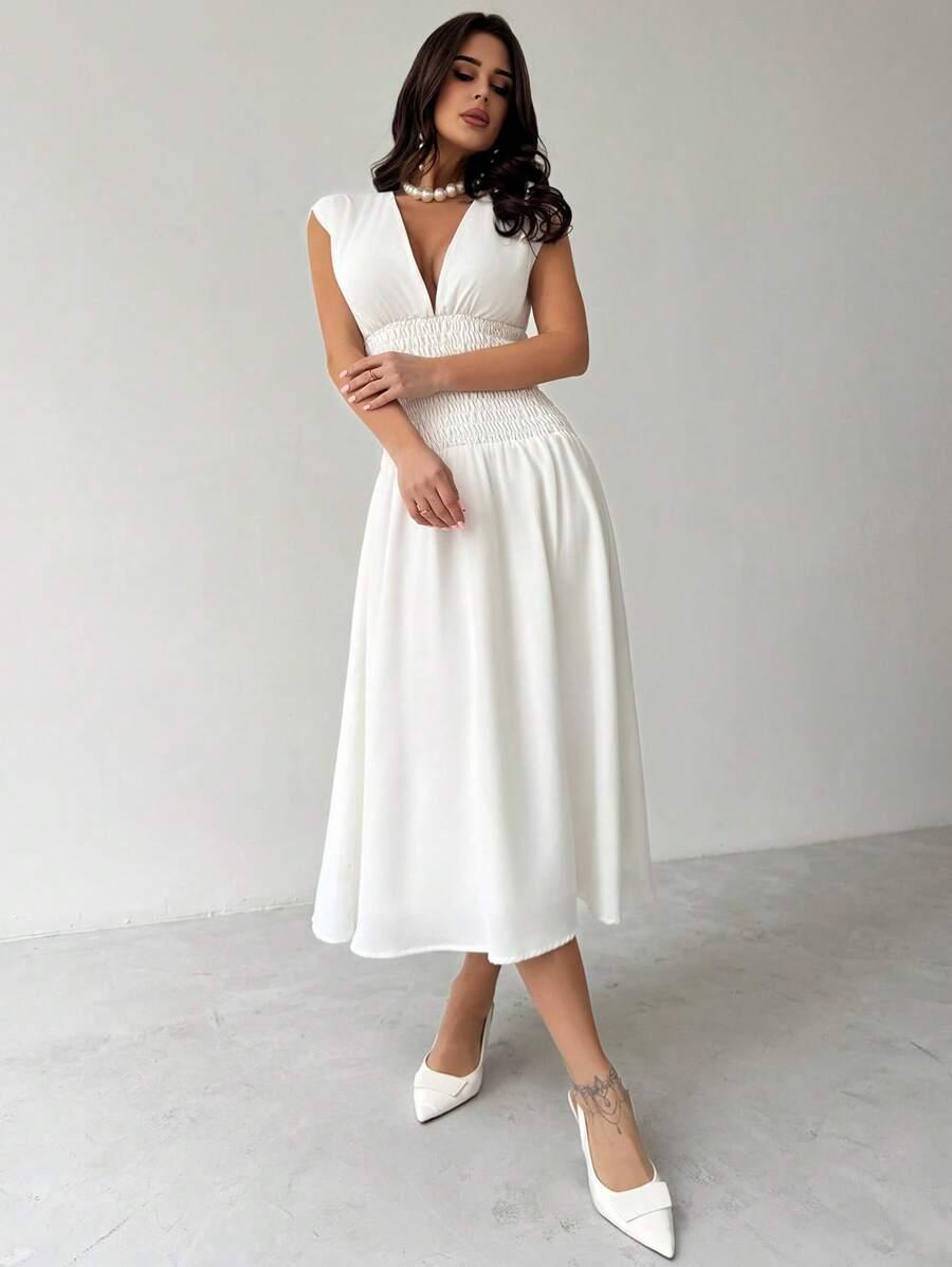 BIAŁA SUKIENKA V-NECK