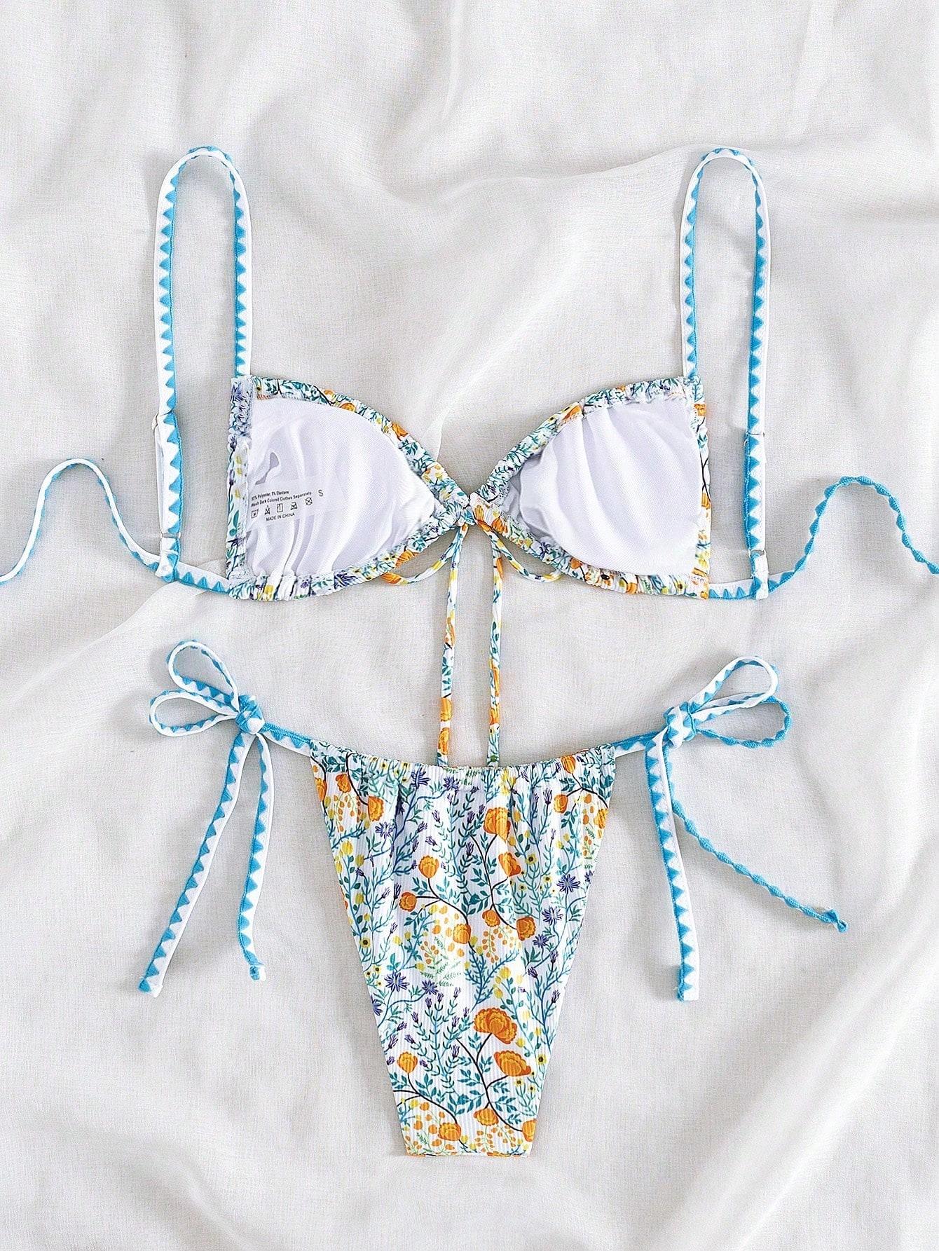 wiązany komplet bikini print 