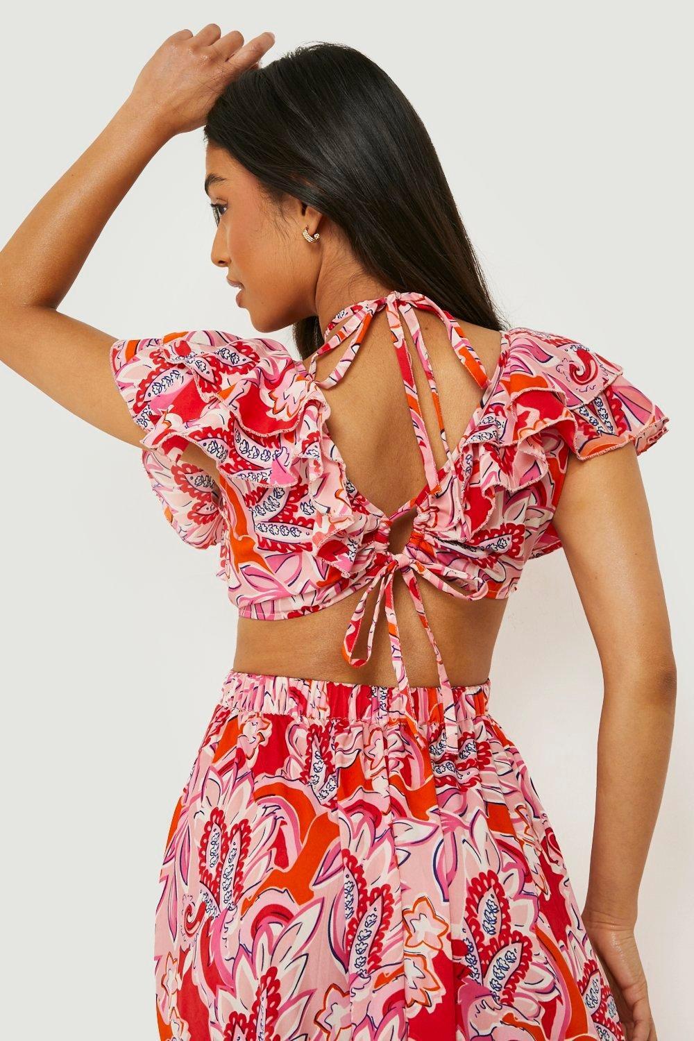 MAXI SUKIENKA falbany print