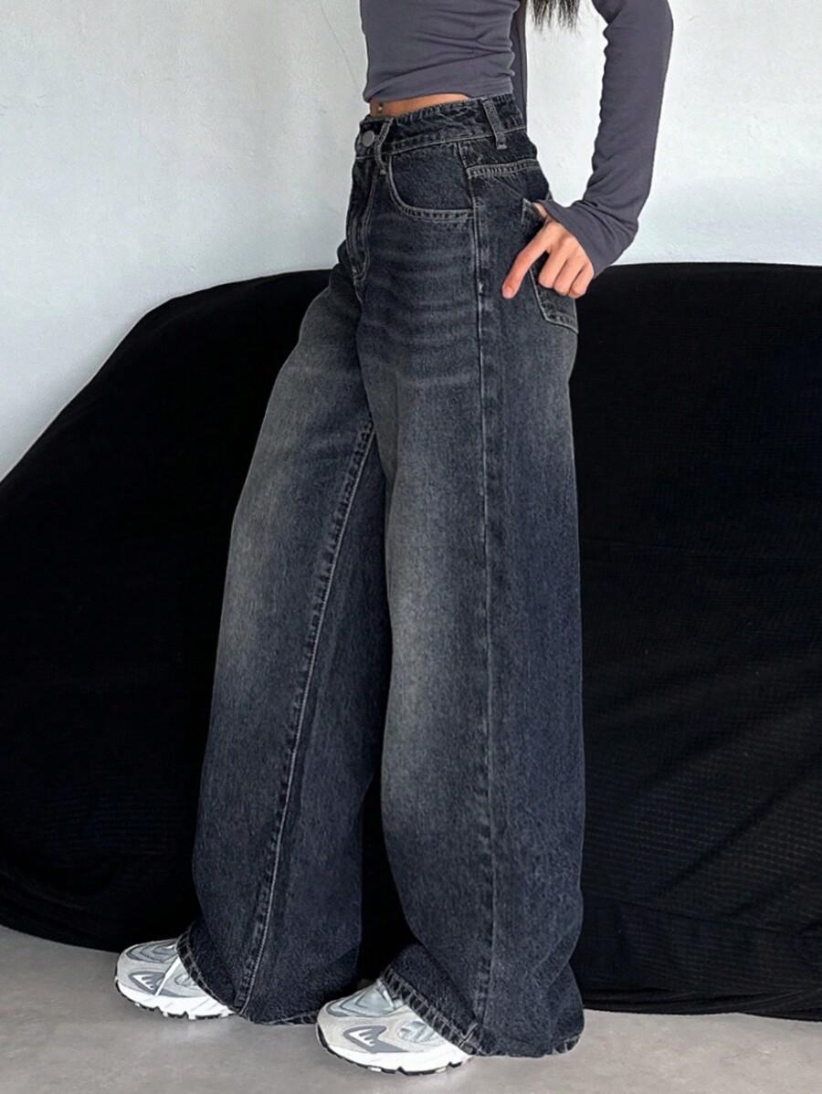 GRANATOWE SPODNIE JEANS 