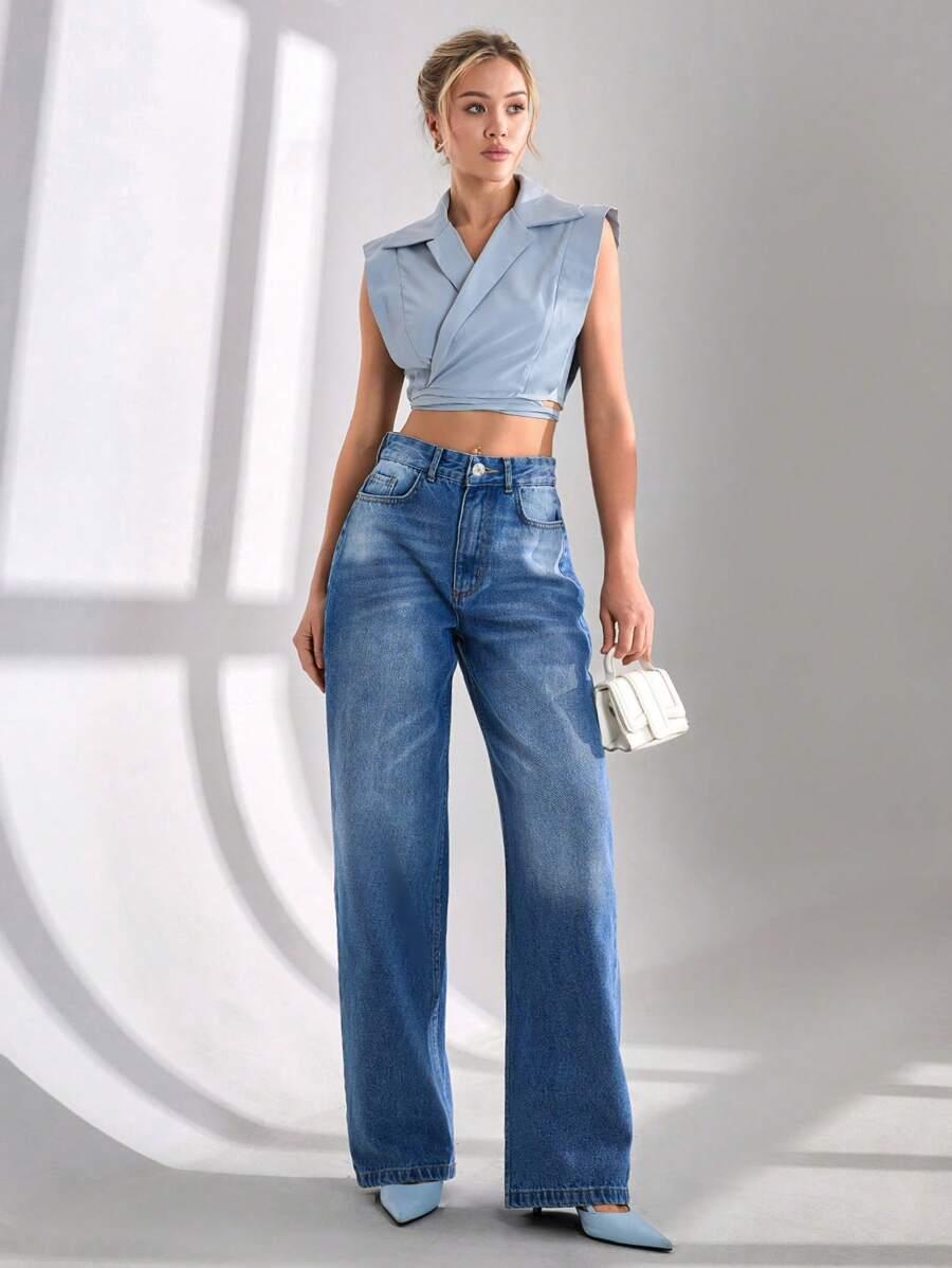 JEANSY DAMSKIE MOM JEANS BAWEŁNA WYSOKI STAN