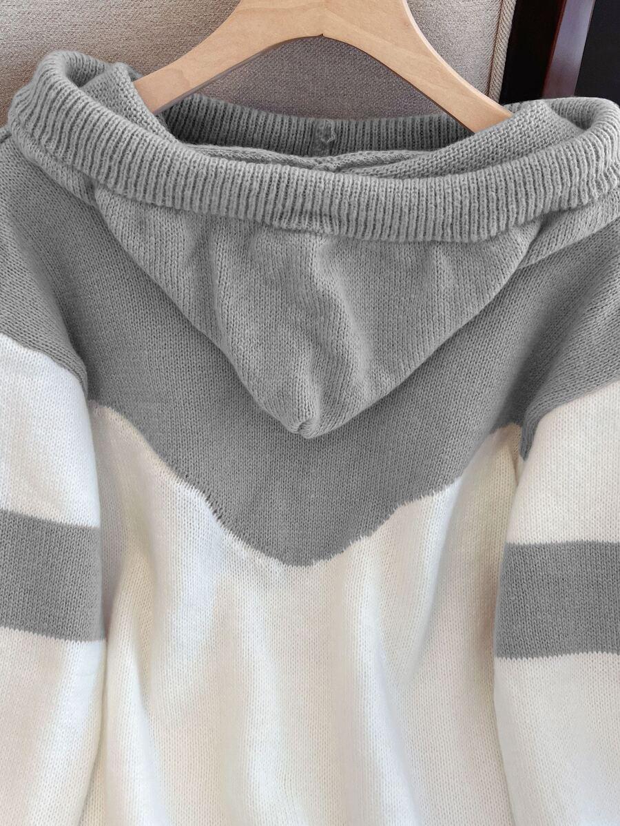 DZIANINOWY SWETER DŁUGI RĘKAW ŁĄCZENIE 