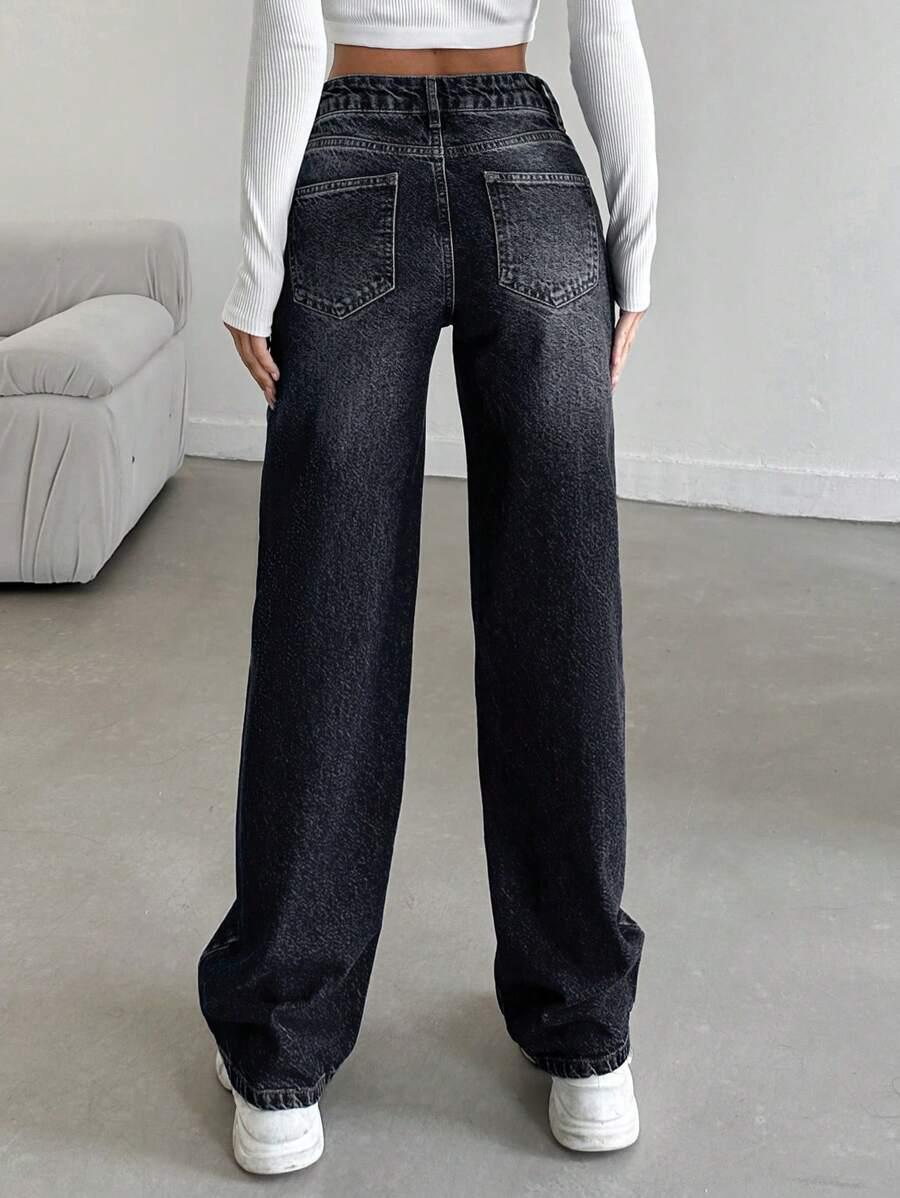 CZARNE SPODNIE JEANS 