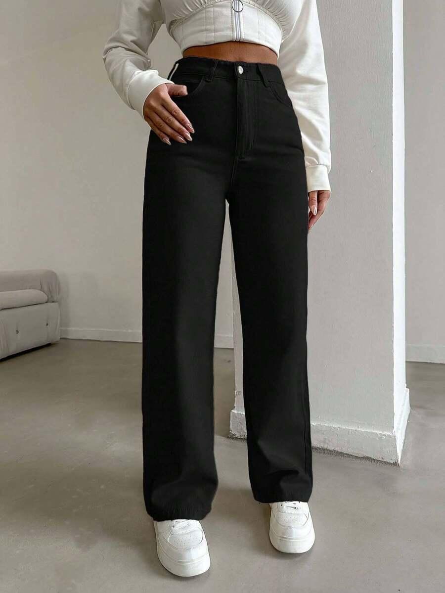 CZARNE SPODNIE JEANS 