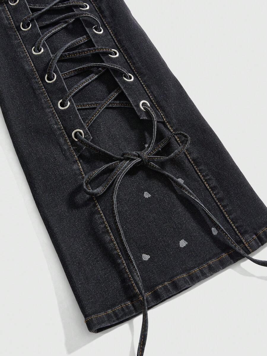 SPODNIE JEANS WIĄZANIE