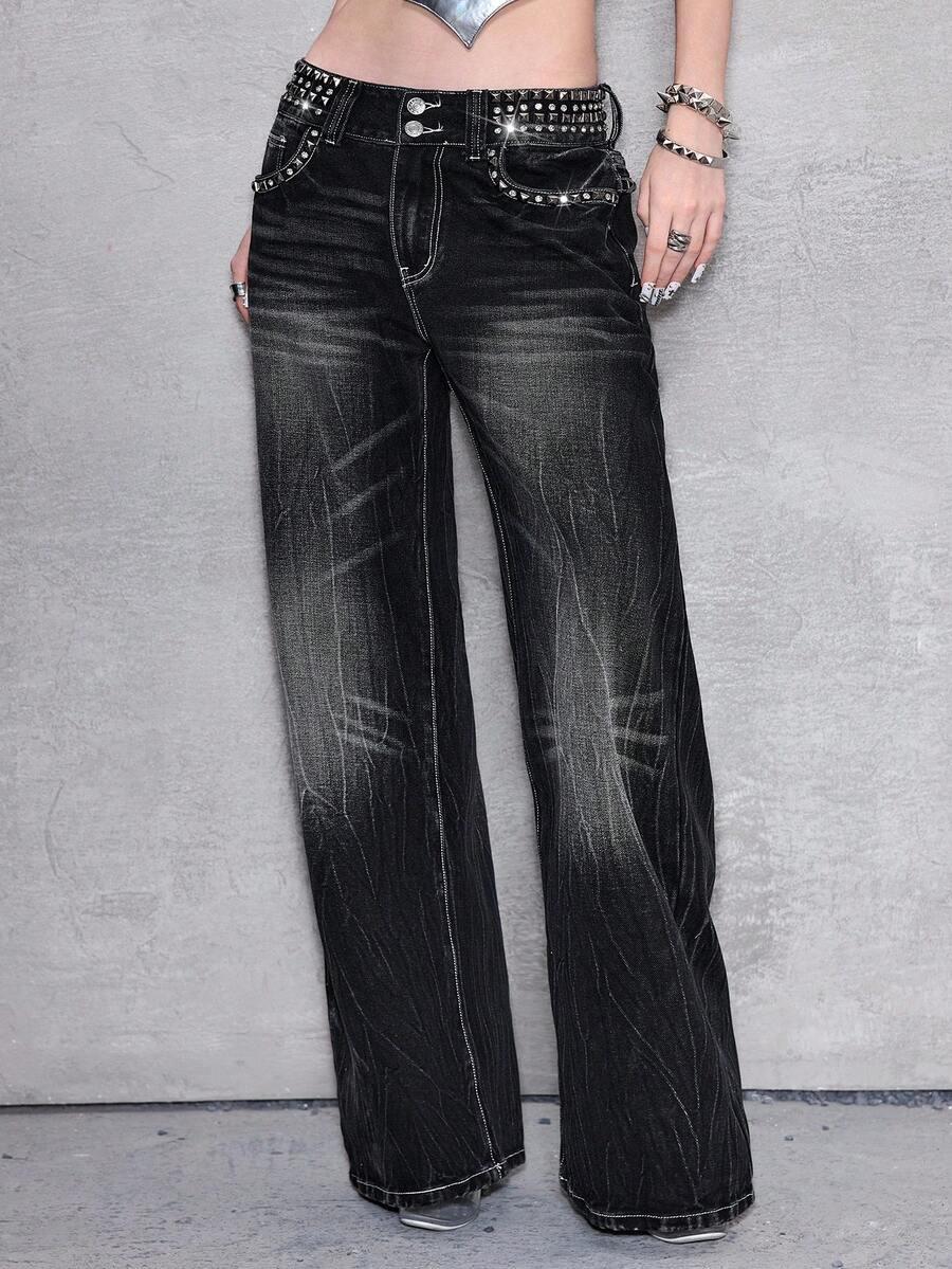 CZARNE SPODNIE JEANS