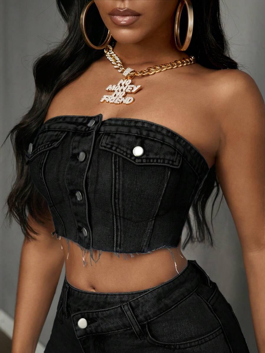 CZARNY TOP JEANS