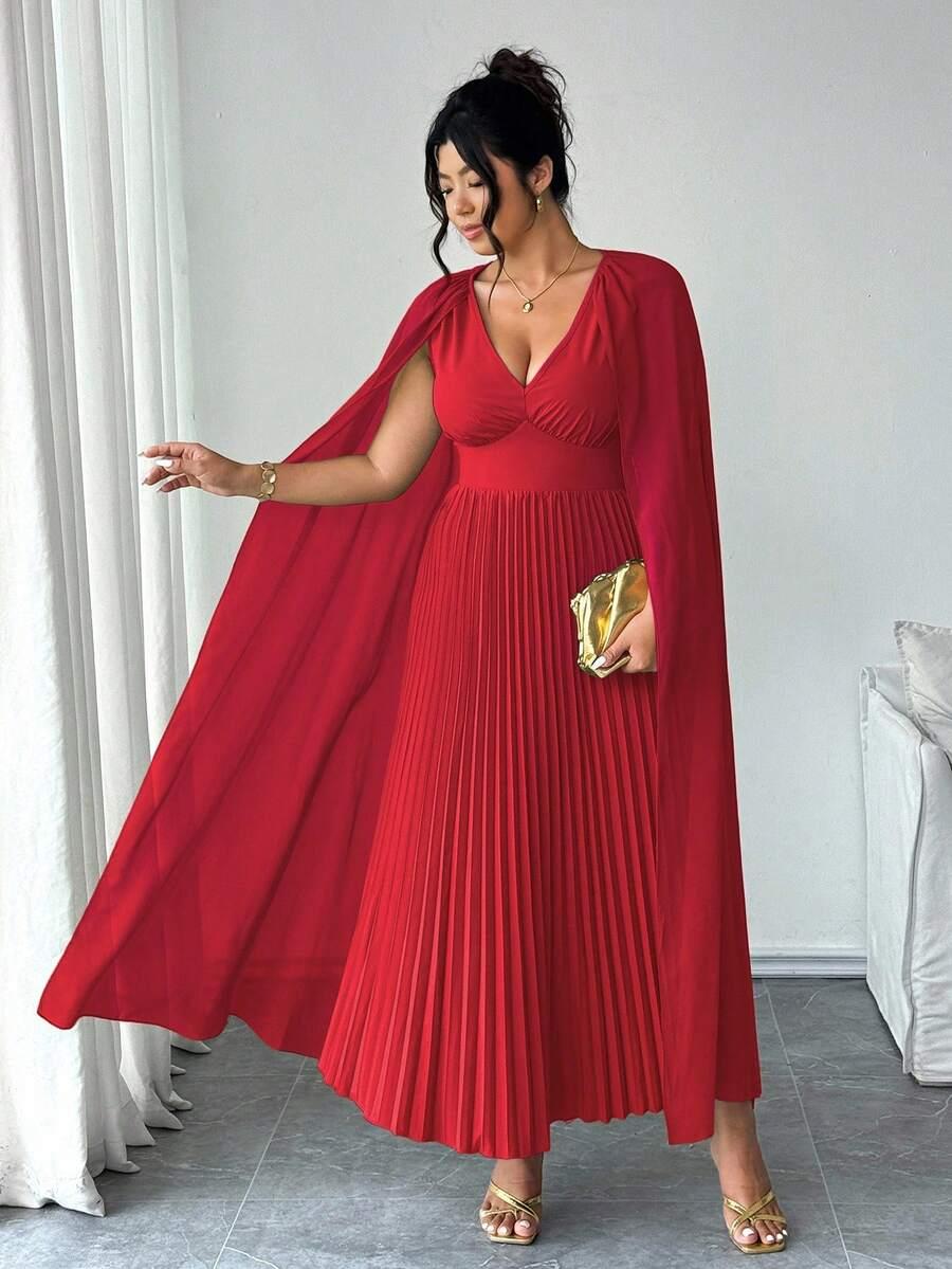 plisowana maxi sukienka v neck