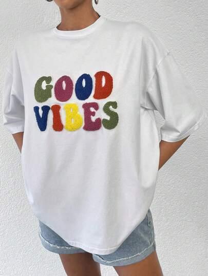 biały t-shirt napis