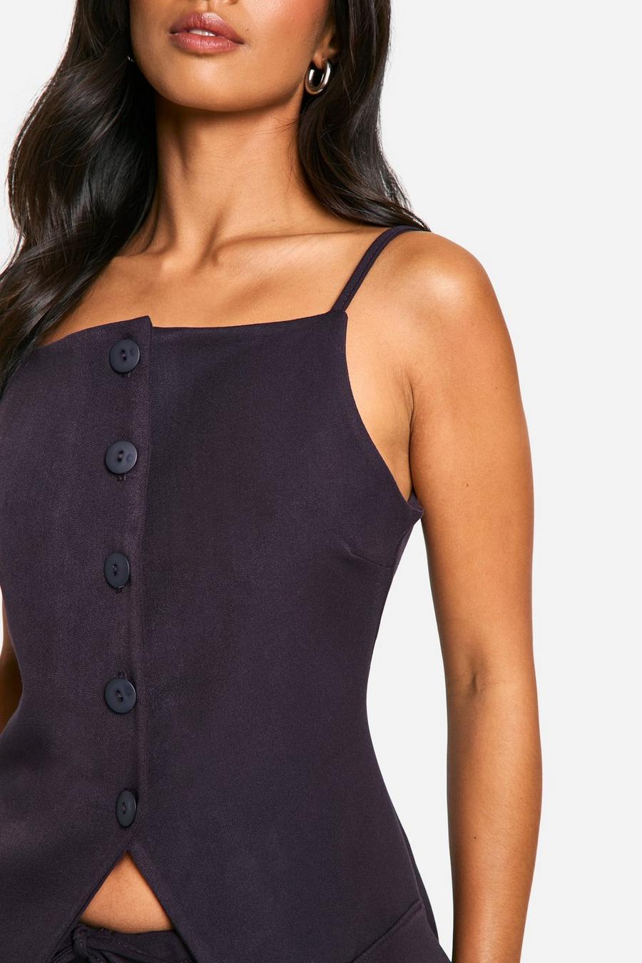 FIOLETOWY TOP NA RAMIĄCZKACH GUZIKI 