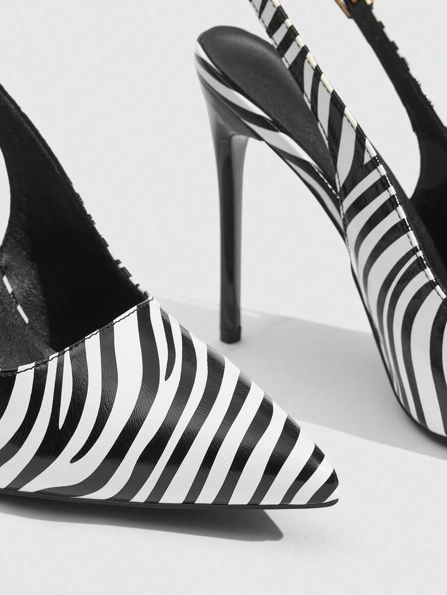 czółenka zebra print szpic