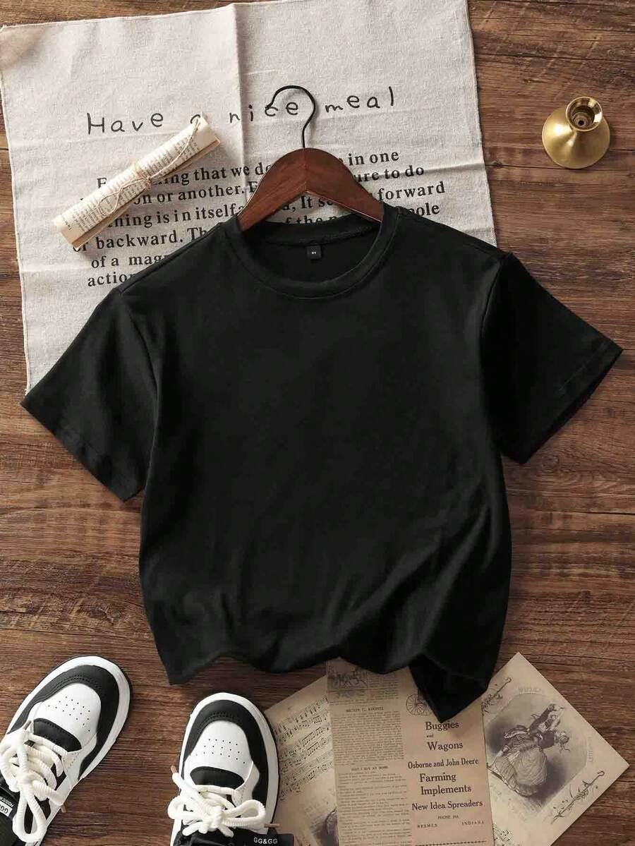 klasyczny czarny gładki t-shirt