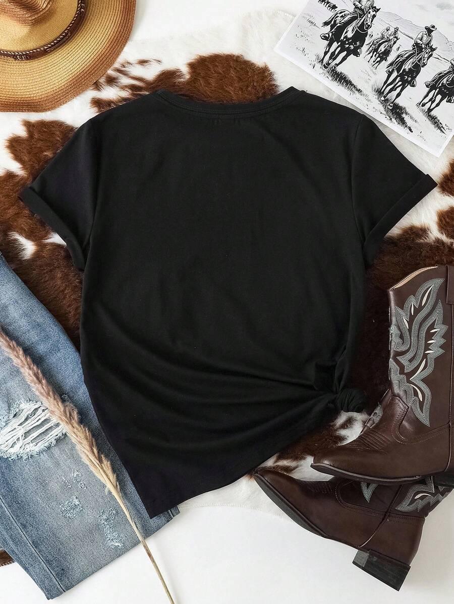 CZARNY T-SHIRT PRINT