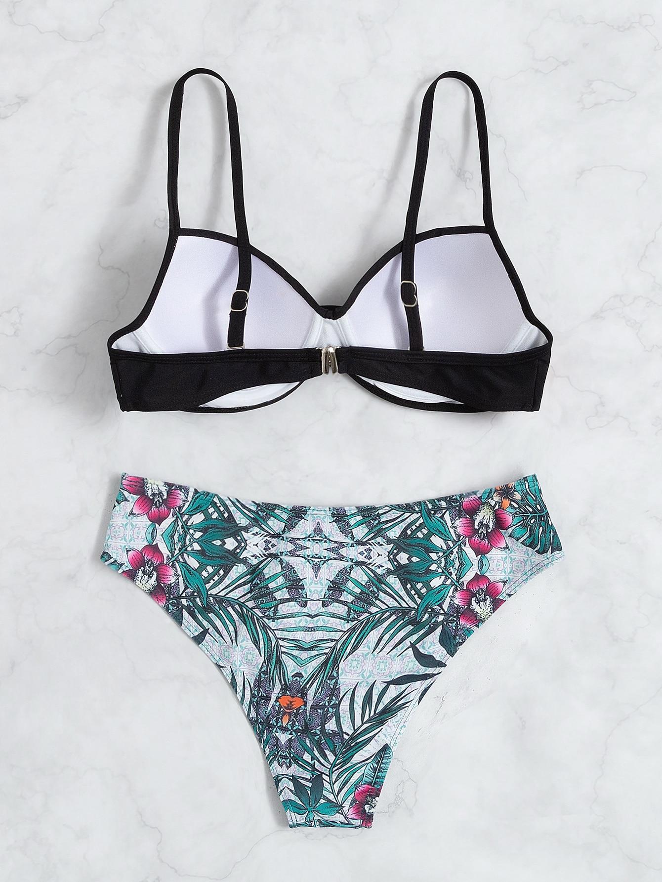 dół od bikini tropical print