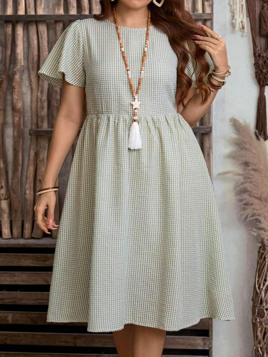 BOHO MIDI SUKIENKA PLUS SIZE KRATKA KRÓTKI RĘKAW