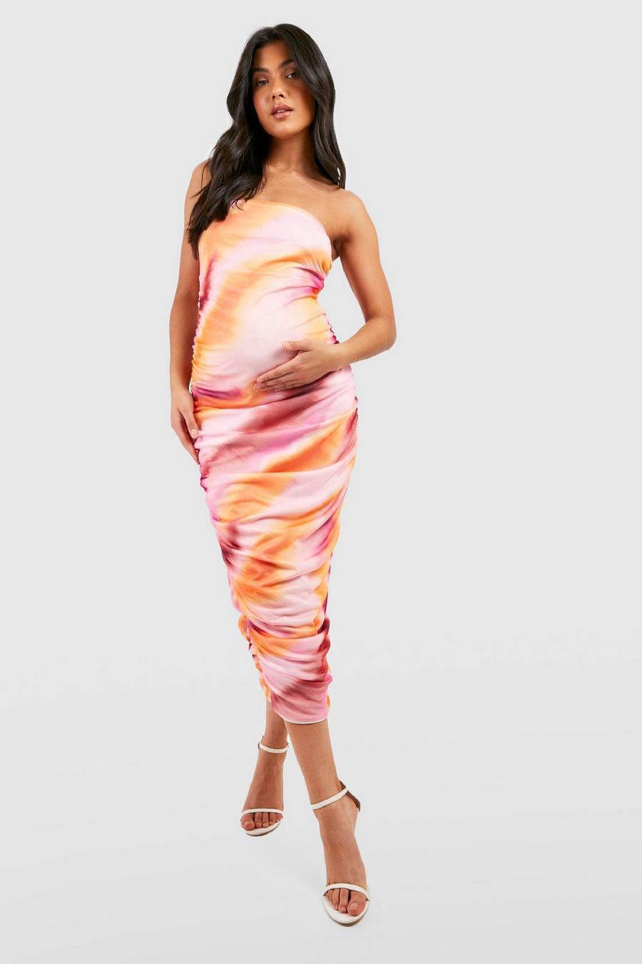 sukienka ciążowa marszczenia wzór tie dye siateczka