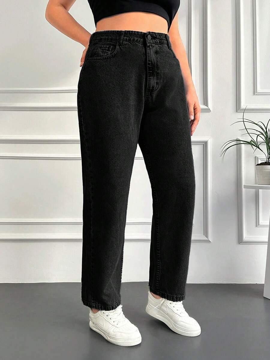 CZARNE SPODNIE JEANS WYSOKI STAN