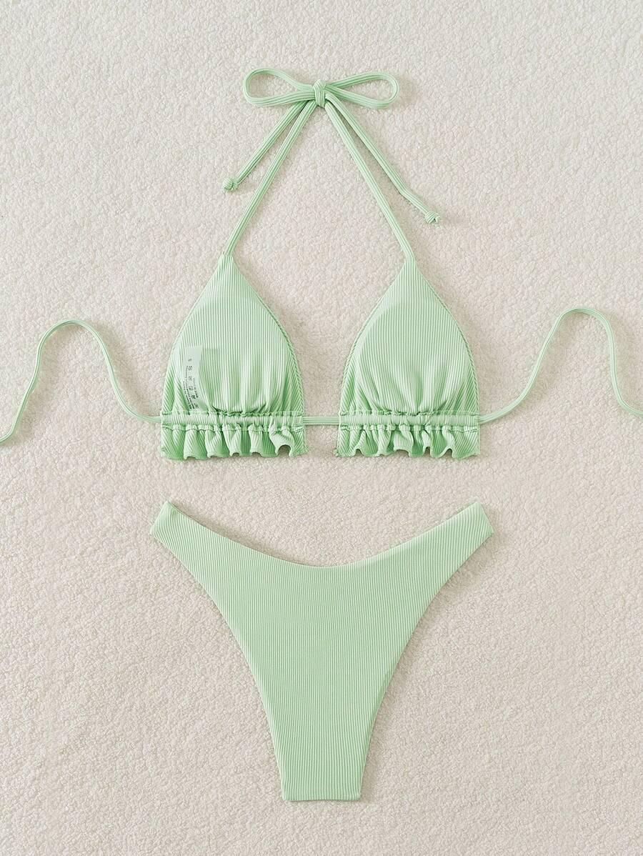 ZIELONY prążkowany DÓŁ OD BIKINI