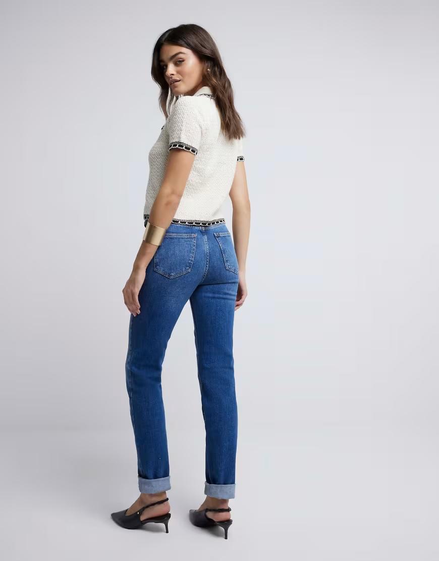 NIEBIESKIE SPODNIE MOM JEANS WYSOKI STAN