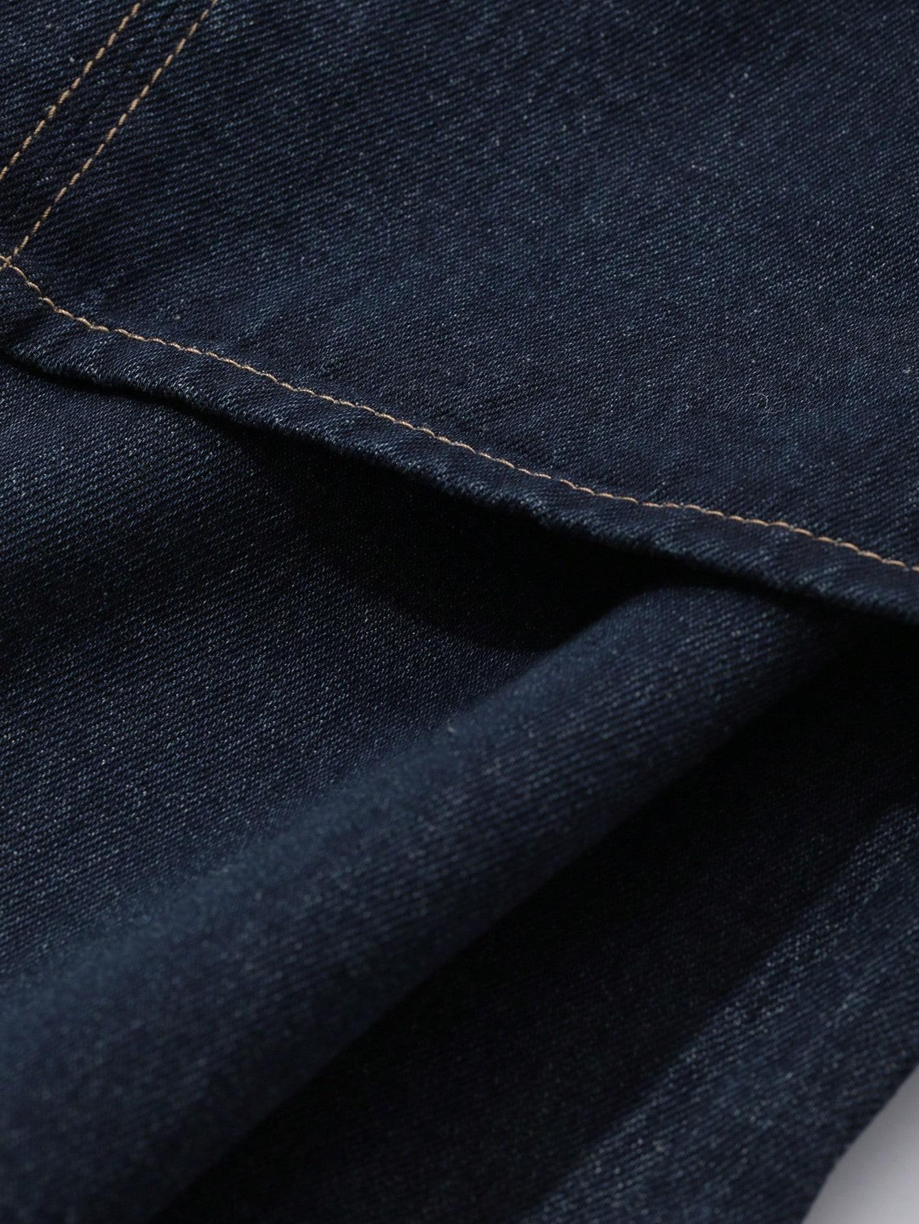 NIEBIESKI KOMPLET JEANS SPODNIE KAMIZELKA