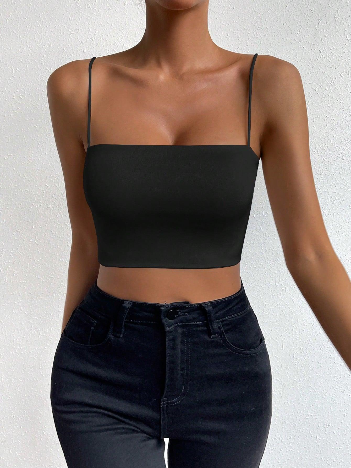 CZARNY CROP TOP RAMIĄCZKA 