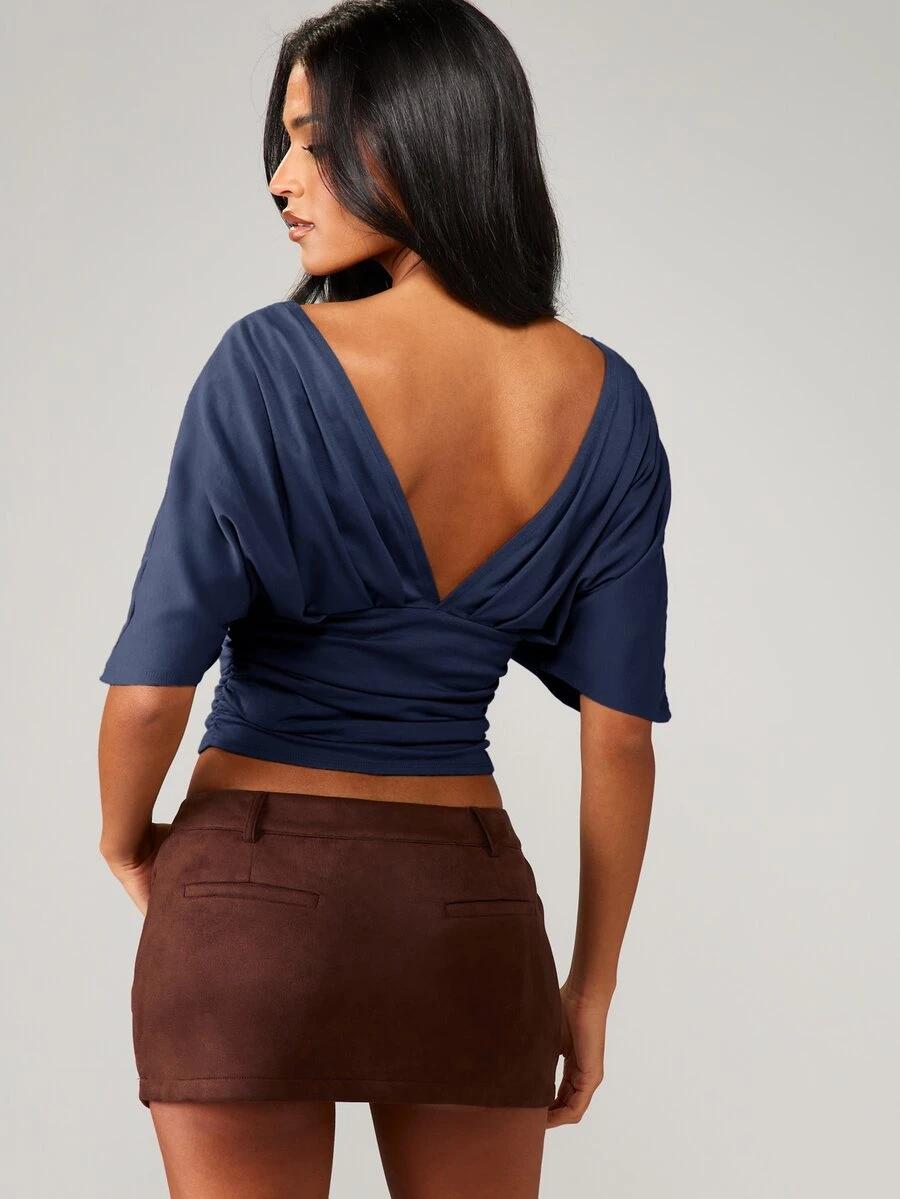 NIEBIESKA BLUZKA V-NECK