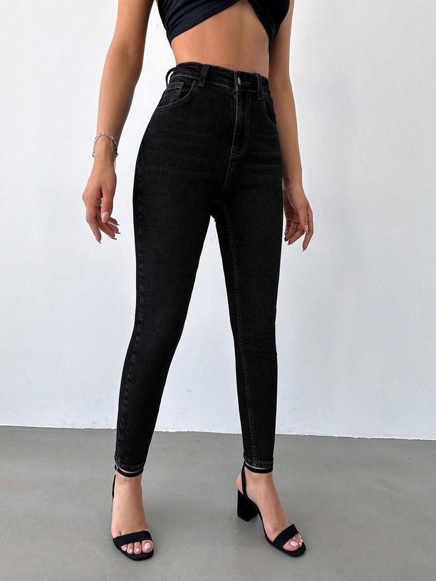 CZARNE SPODNIE JEANS RURKI