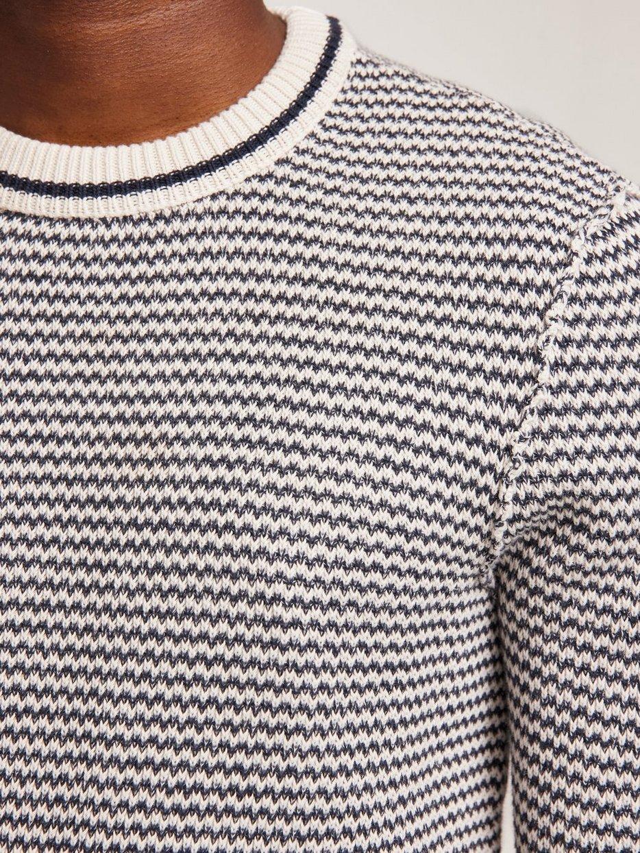 sweter z okrągłym dekoltem tekstura wzór kontrast