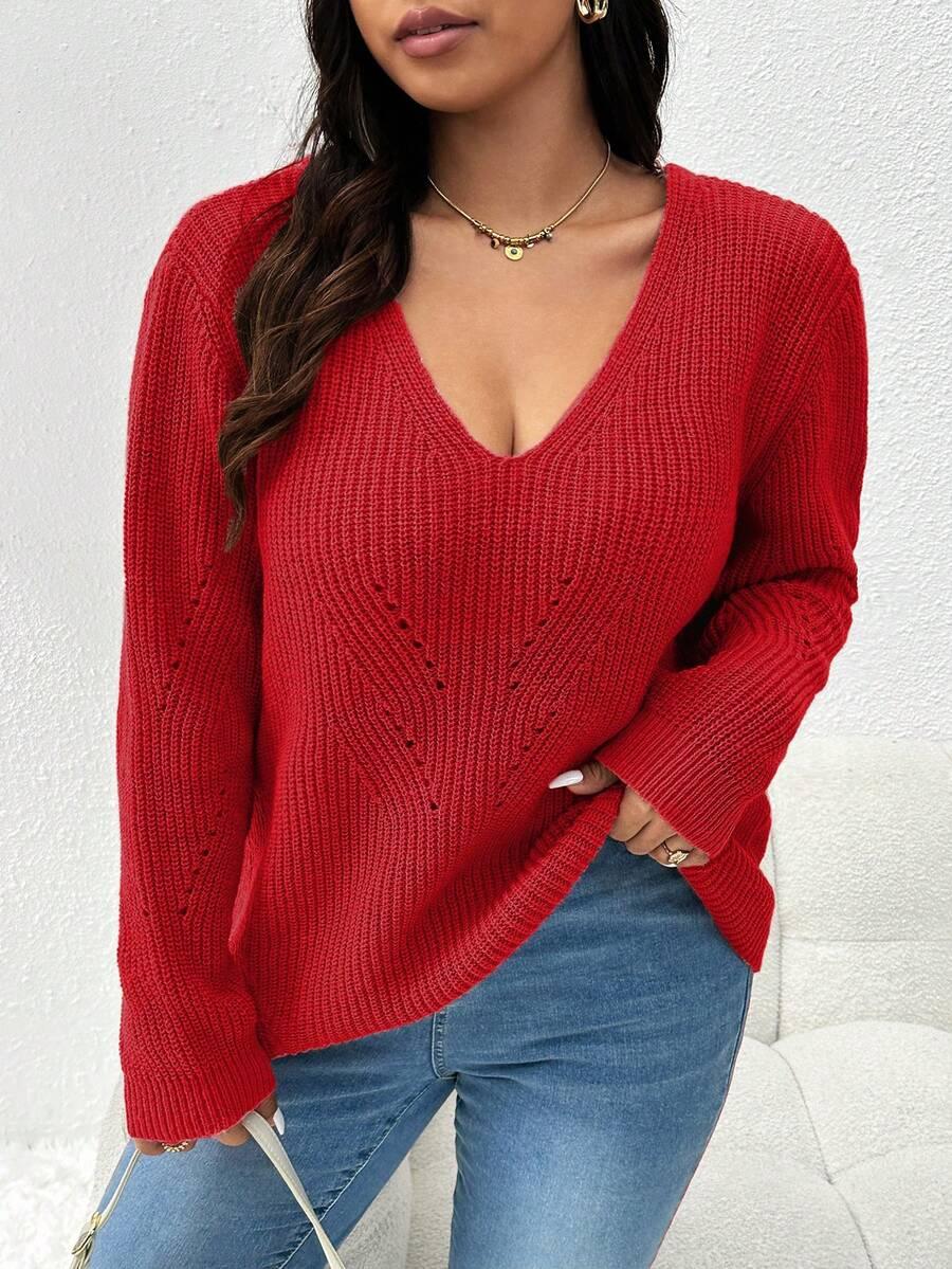 czerwony sweter dzianina 
