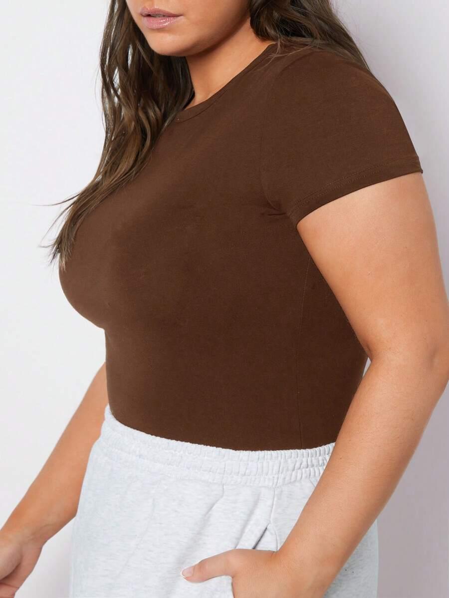 brązowy t-shirt basic